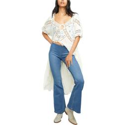 Free People Penny Pull On Flare Jeans Echo Blue