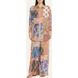 Zimmermann Devi oversized patchwork silk shirt multicoloured