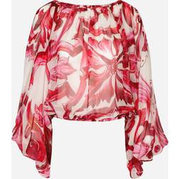 Dolce & Gabbana Bedruckte Bluse aus Seiden-Chiffon Pink