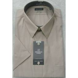 Van Heusen short sleeve poplin dress shirt, 20f7892 278, nwt, stone