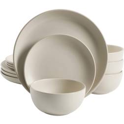 Gibson Home 12pc Rockaway Round Cream Dinner Set