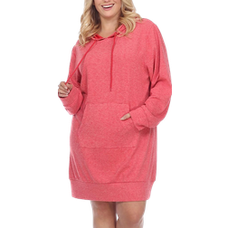 White Mark Women’s Hoodie Sweatshirt Dress Plus Size - Red