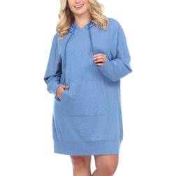 White Mark Women’s Hoodie Sweatshirt Dress Plus Size - Blue