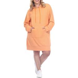 White Mark Women’s Hoodie Sweatshirt Dress Plus Size - Orange