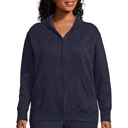 Just My Size Women's Zip-Up Fleece Hoodie Plus Size - Navy Heather