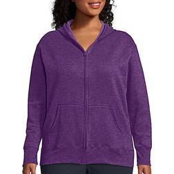 Just My Size Women's Zip-Up Fleece Hoodie Plus Size - Violet Splendor Heather