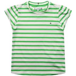 Tommy Hilfiger Ruffle Trim Stripe T-Shirt - Spring Lime Stripe