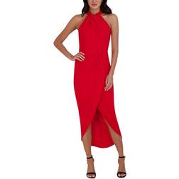 Julia Jordan Knot Neck Tulip Hem Midi Dress - Red