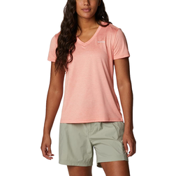 Columbia Women's Hike Short Sleeve V-Neck Shirt - Coral Reef Heather