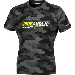 Macna Dazzle Rideaholic T-Shirt - Schwarz/Grau/Neon-Gelb