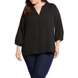 NYDJ Pintuck Blouse Plus Size - Black