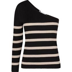 Co'Couture BaduCC Stripe Asym Rib Knit BLACK