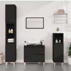 vidaXL Bathroom Cabinet Black Engineered Wood