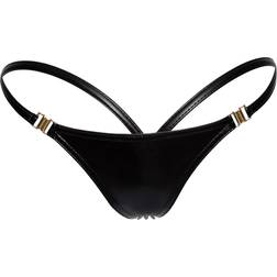 Noir Handmade Powerwetlook G-Streng med Guldspænder S