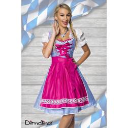 2tlg. Luxus Dirndl in pink/blau/weiß