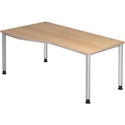 Hammerbacher HAMMERBACHER Orbis höhenverstellbarer eiche Trapezform, 4-Fuß-Gestell Schreibtisch