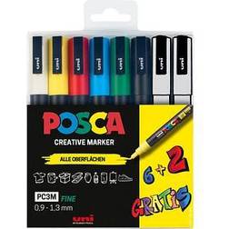 Faber-Castell 8 uni-ball POSCA PC-3M Acrylstift farbsortiert 0,9 1,3 mm