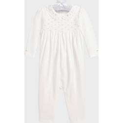 Ralph Lauren Girl's Embroidered Coverall, 3M-12M WHITE Months