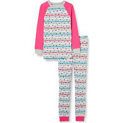 Hatley Girls' Organic Cotton Raglan Sleeve Printed Pajama Set, Confetti Hearts, Years