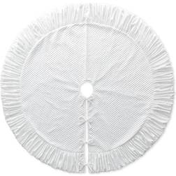 GlitzHome D Oversized Deluxe White Velvet Ruffled Skirt Christmas Tree Skirt