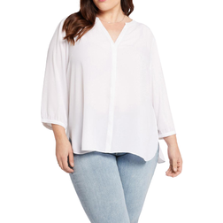 NYDJ Pintuck Blouse Plus Size - Optic White