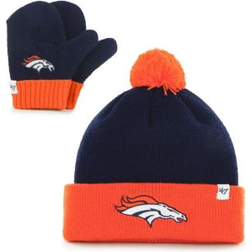 '47 Toddler Navy/Orange Denver Broncos Bam Bam Cuffed Knit Hat with Pom and Mittens Set