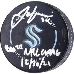 Jamie Oleksiak Seattle Kraken Autographed Official Game Puck with "400th NHL 12/30/21" Inscription