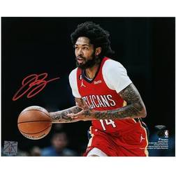 Brandon Ingram New Orleans Pelicans Autographed x Dribbling in Red Jersey Photograph