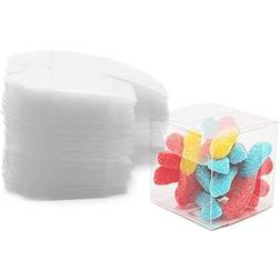 Juvale 100 pack 2x2 clear plastic favor boxes bulk for birthdays, weddings, parties