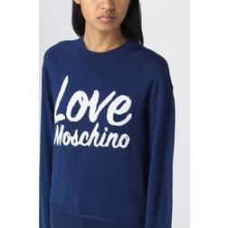 Love Moschino Dam slim fit långärmad med kärlek penguins intarsia. Tröja, blå