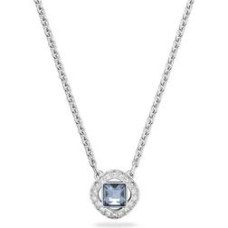 Swarovski Angelic Necklace, Square cut, Blue, Rhodium Finish