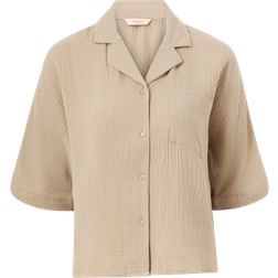Only Cheesecloth Button Down Shirt Co-Ord - Beige
