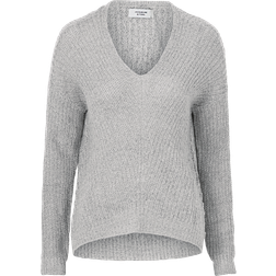 JDY Lightweight V Neck Jumper - White/Grey