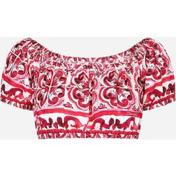 Dolce & Gabbana Majolica-print poplin crop top