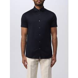 Armani Blue Jersey Classic Short Sleeve Shirt - Marine
