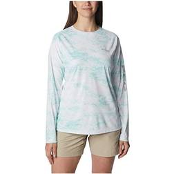 Columbia Women's PFG Tidal Deflector Printed Long Sleeve Shirt- BlueCamo