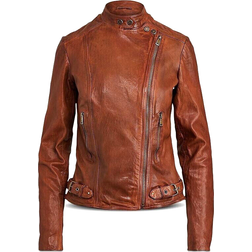 Lauren Ralph Lauren Womens Brown Pocketed Motorcycle Jacket