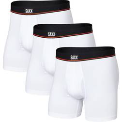Saxx Men's Non-Stop Stretch Boxer Fly Brief, Pack of White White