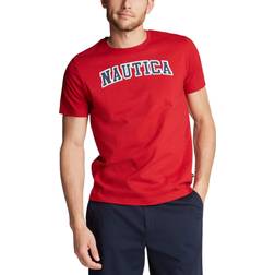 Nautica mens Short Sleeve 100% Cotton Classic Logo-series Graphic-tee T Shirt, Red/Red