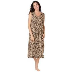 Plus Women's Short Sleeveless Sleepshirt by Dreams & Co. in Classic Leopard Size 5X/6X Nightgown