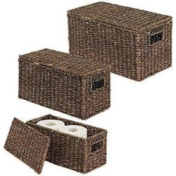 mDesign Natural Woven Seagrass Closet Organizer Basket Bin