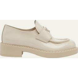 Prada Chocolate Patent Leather Loafers Ivory