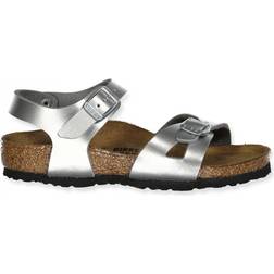 Birkenstock Kid's Rio Birko Flor - Silver/Electric Metallic Silver