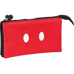 Safta Dreifaches Mehrzweck-etui Mickey Mouse Clubhouse Mickey Mood Rot Schwarz 22 X