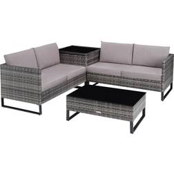 tectake grey rattan corner Outdoor Bar Set