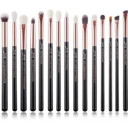 Jessup Professionelles Make-up-Pinsel-Set von in Roségold/Schwarz, Make-up-Pinsel-Werkzeugset, Eyeliner-Shader, Natur-Synthetikhaar Bunt/Schwarz/Kaffeebraun