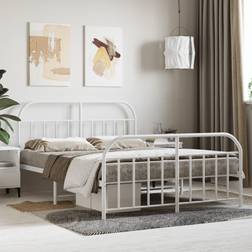 vidaXL Metal Bed Frame with Headboard and Footboard 135 x 190 cm