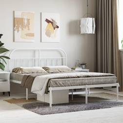 vidaXL Metal Bed Frame Without Mattress 140x190 cm White