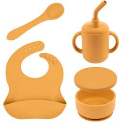 Baby Silicone Suction Weaning Set 4pc Ochre