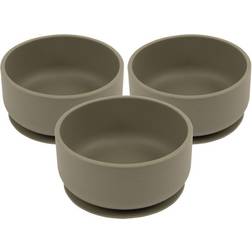 Baby Silicone Suction Bowls Pack of 3 Silver Sage